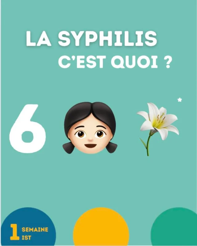 Cette semaine, focus sur la syphilis 🎯 
C'est une des infections sexuellement transmissibles les plus fréquentes en Belgique. 
🖍️ On commence par les bases mais des infos plus précises suivront. 
Suivez-nous pour en savoir plus ✅ !
* solution du rébus : six - fille - lys (syphilis)